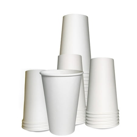 [200 PACK] 20oz White Paper Coffee Cups - Disposable Coffee Cups - Hot Drink, Tea, Coffee, Cappuccino, Hot Chocolate, Chai, Chai Latte by EcoQuality