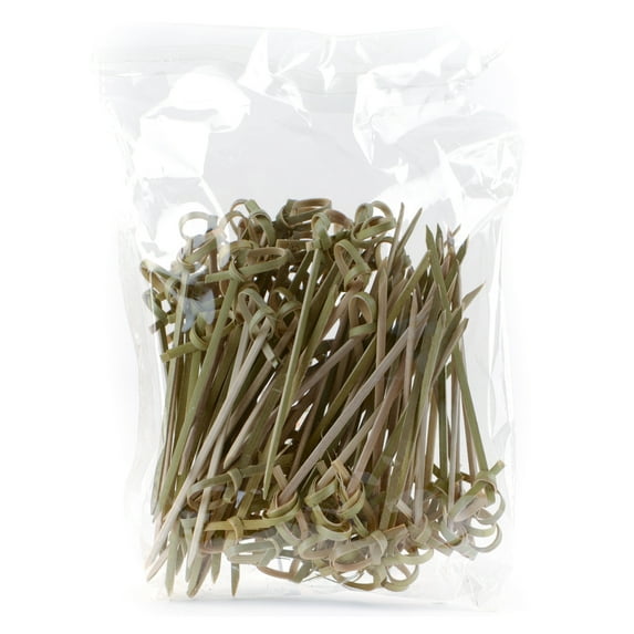 200 PACK Bamboo Wood Knot Cocktail Skewer Picks - 3.5 Inches Great for Appetizers, Parties, Samplers, Hors' D'oeuvre, Snacks, Cheese, Biodegradable