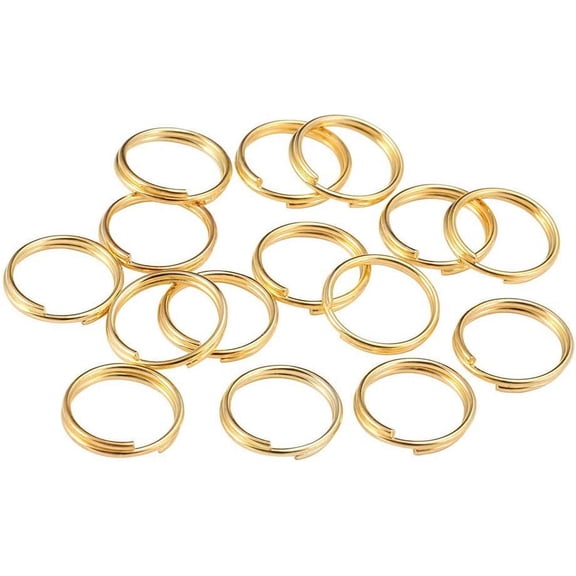200 PCS 12mm Double Loops Round Split Jump Rings Wire Connector for Jewelry Making (Gold)