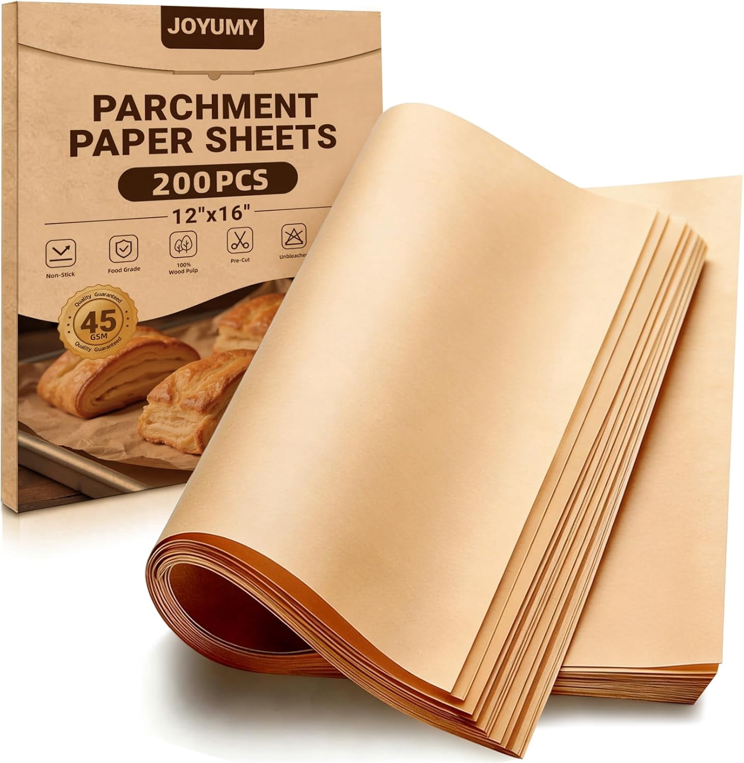 200 PCS Unbleached for Baking, Non Stick Baking Sheets, Precut Sheets ...