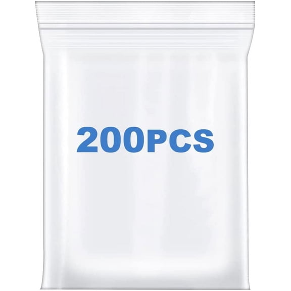 200 PCS 3" x 3" Thick 4 Mil Small Clear Zip Poly Bags Plastic Reclosable Zip Seal Lock Bags Heavy-Duty Necklace Ring Coin Beads Jewelry Pill Zipper Bag