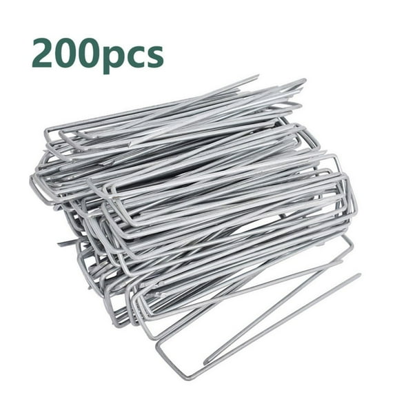 200 PCS 6'' 11 Gauge Galvanized Landscape Staple Metal Anti-Rust Fence Stakes U-Shaped Pins and Landscaping Staples for Sod Anchoring Landscape Fabric Irrigation Tubing