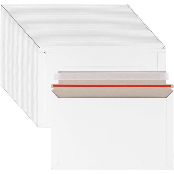 200 PCS 9.75 x 6.25 Inch Rigid Mailers, Flat Photo Document Mailers with Self Seal Closure, White Cardboard Envelopes for Shipping CD, Photos, Documents, Papers