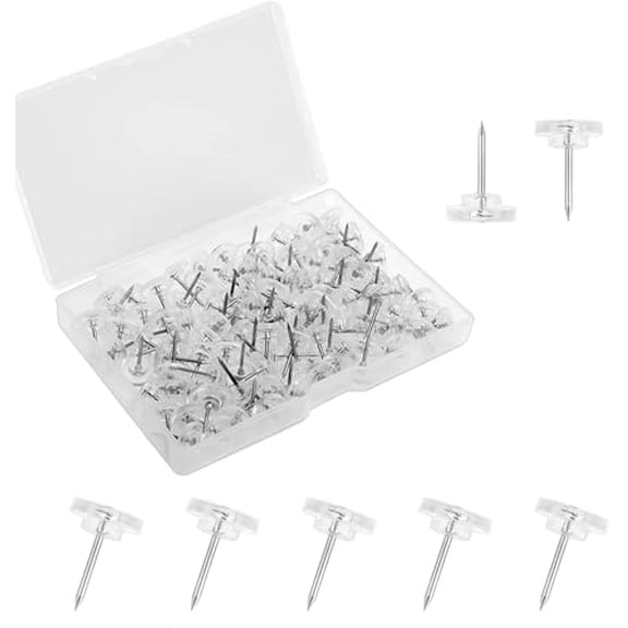 200 PCS Clear Push Pins Tacks with Steel Point and Plastic HeadPremium Flat Head thumbtacks for Bulletin Boards Wall DisplaysCork BoardPhoto WallHome Office Use$$Office