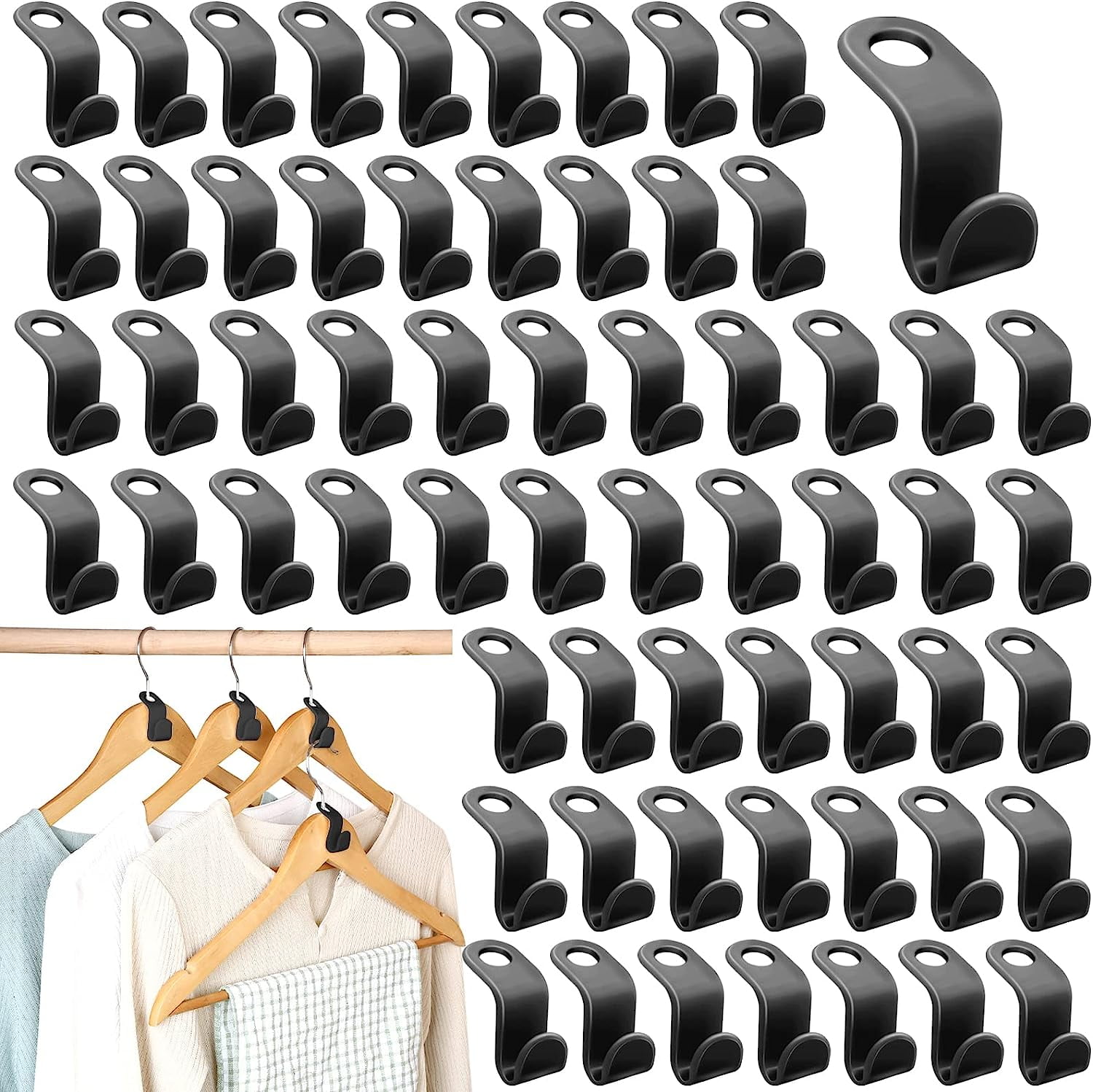 200 PCS Clothes Hanger Connector Hooks Black Space Saving Hanger Extender Clips Plastic Cascading Clothes Hooks Heavy Duty Outfit Hangers for Christmas Home Bedroom Decorations Walmart