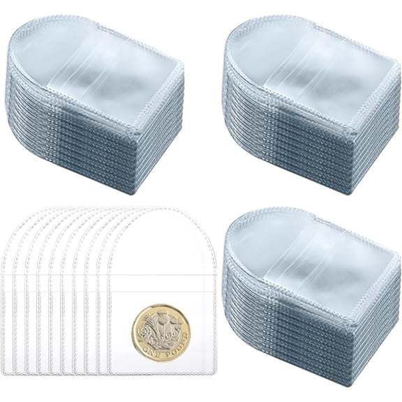 200 PCS Coin Protector Sleeves, Single Pocket Flips 2.5x2.5 Inch, Clear Plastic Organizer Sleeves for Coin Storage, Jewelry Organization and Collectors Supplies