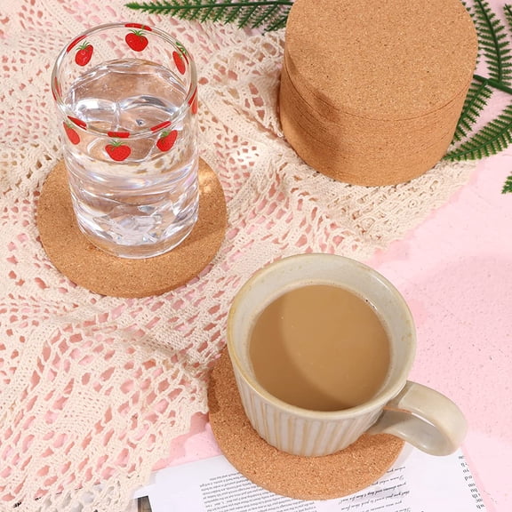 200 PCS Cork Bulk for Drink Absorbent 4 Inches Tea or Coffee Set Round Heat Resistant Bar Cup Mat Reusable Table Blank Gift for Craft Holiday Wedding Birthday Party Supply