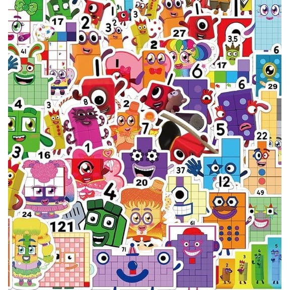 200 PCS Cute Stickers Building Number Blocks Brick Stickers Vinyl Waterproof for Laptop Guitar Motorcycle Bike Luggage Phone for Teen Birthday Party