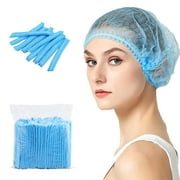200 PCS Disposable Nonwoven Bouffant Caps Hair Net Cap Free Size Elastic Cap, STONCEL Non-Woven Strip Cap for Food Service Beauty Kitchen Hospital and Workspace (Blue)