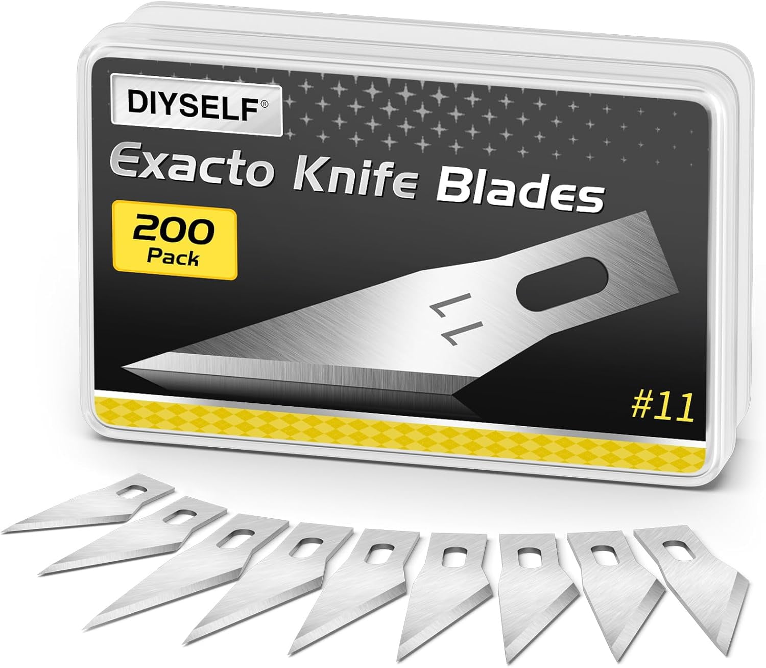 200 PCS Exacto Knife Blades #11, Exacto Knife Replacement Blade, High Carbon Steel #11 Blades Refills with Storage Case, Hobby Knife Blade 11 for Craft, Hobby, Scrapbooking, Stencil, Leather