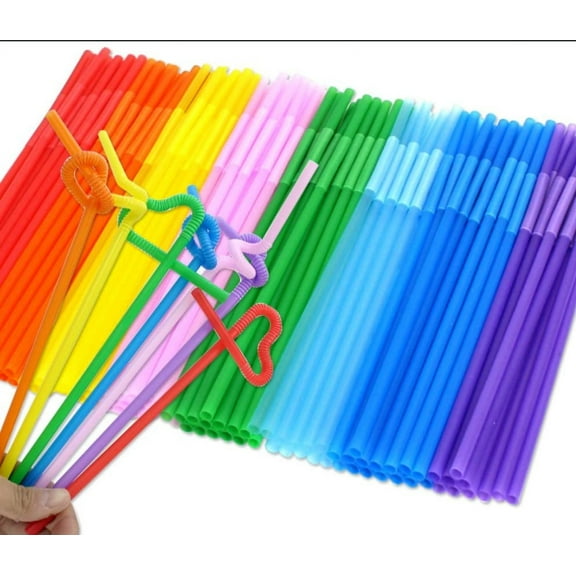 200 PCS Extended Straws Plastic,13 inch Straws,BPA-Free Drinking Straw, Flexible Reusable Straws, Bendy Fancy Straws, Party Decorations