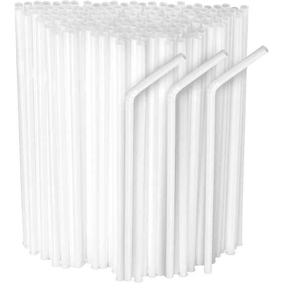 200 PCS Flexible Plastic Drinking Straws, Extra Long Colorful Disposable Bendy Party Fancy Straws