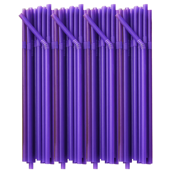 200 PCS Flexible Plastic Drinking Straws, Extra Long Colorful Disposable Bendy Party Fancy Straws