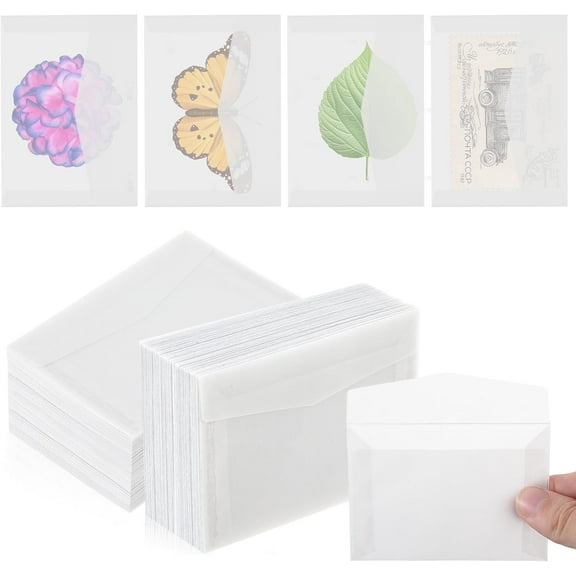 200 PCS Glassine Envelopes 3.9 2.8 Inch Glassine Paper Bags for Stamps, Clear Envelopes Stamp Translucent Mini Window Envelopes Self Sealing Envelopes for Seeds Coin Collecting Lottery Ticket Card