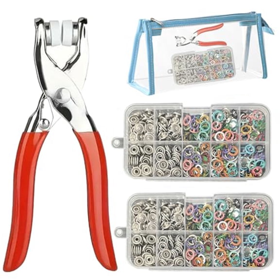 200 PCS Invisible Colored Metal Buckle & Manual Pressure Pliers Kit, Sewing Kit with 200PCS Metal Buttons  Manual Pliers Tool Included, Home Specific Sewing Kit for DIY, Crafts, and Repairs(200PCS)