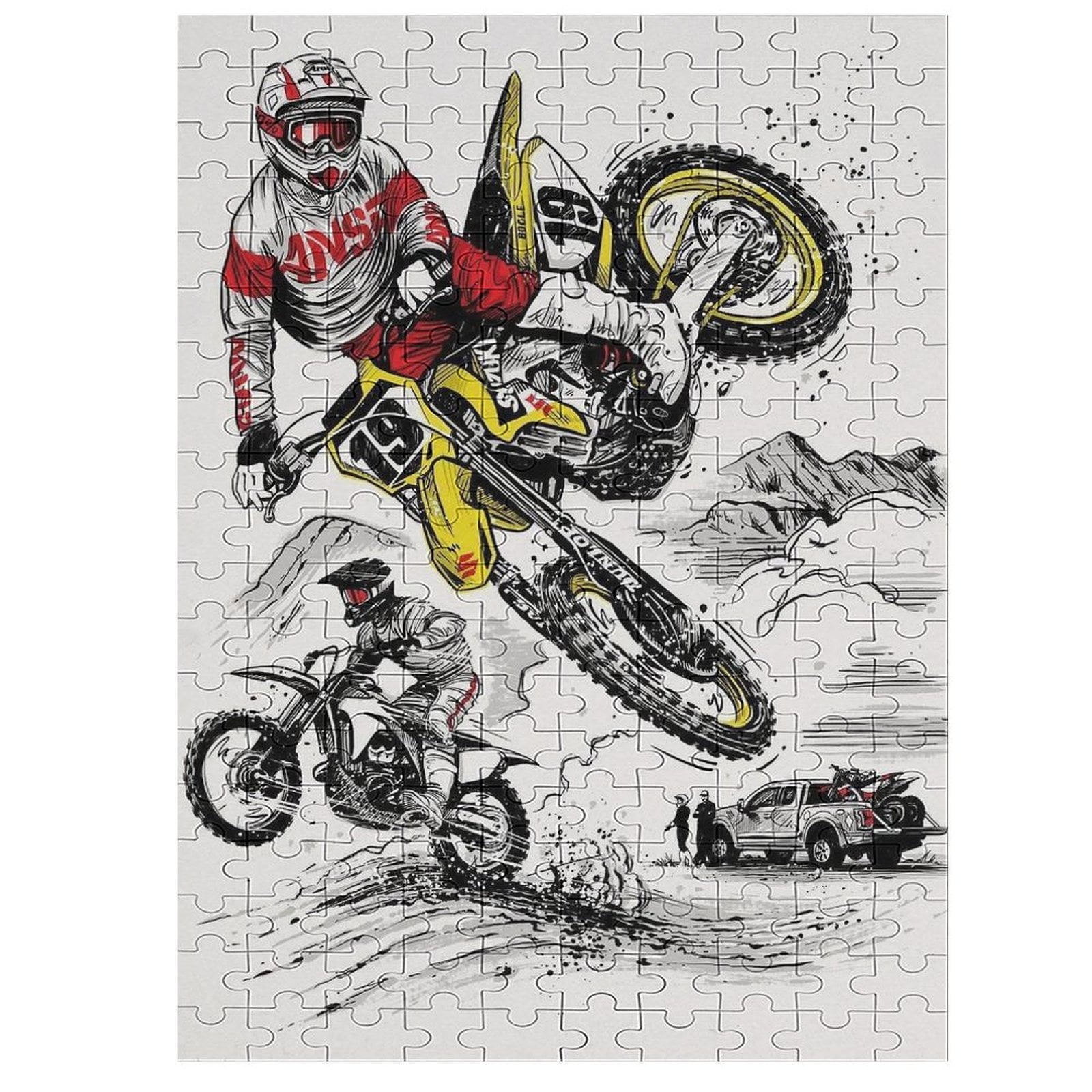 200 PCS Jigsaw Puzzle Dirt Bike Motorcycle Race Wooden Puzzle ...