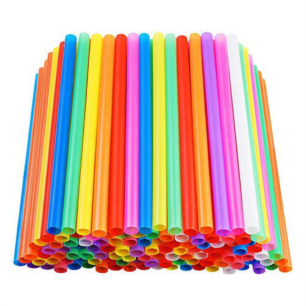 200 PCS Jumbo Smoothie Straws, Colorful Disposable Plastic Large Wide