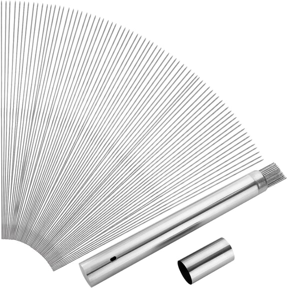 200 PCS Kabob Skewers, 13.4" Stainless Steel BBQ Sticks with Portable Storage Tube for Grilling, Metal Barbecue Skewer for Meat Shrimp Chicken Vegetable Outdoor Cooking