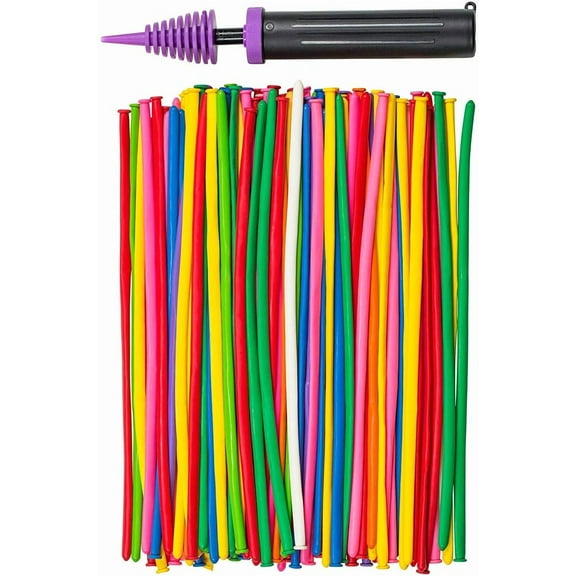 200 PCS Latex Twisting 260Q Magic Balloons - Assorted Color Long for Animal Shape Party, Birthdays, Clowns, Weddings Decorations (With 1PCS Pump) Multicolor With Pump 260Q