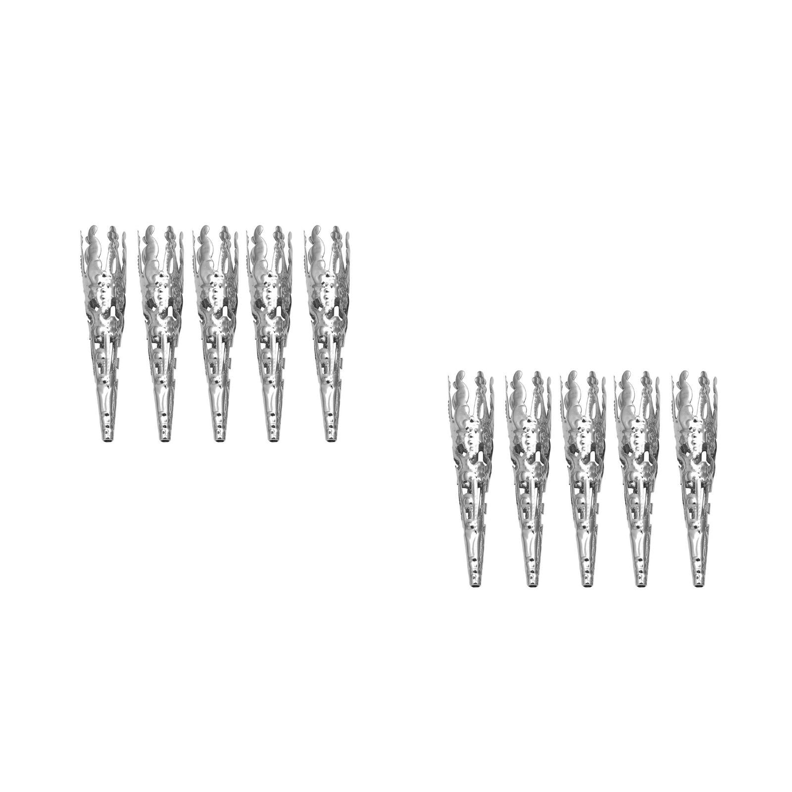 200 PCS Long Trumpet Flower Holder 5-Petal Iron Bead Cones Filigree Beads Caps DIY Crafting Earring Jewelry Making (White K Color)