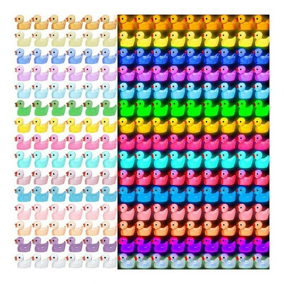 200 PCS Luminous Mini Resin Ducks Glow in the Dark Tiny Duck for Garden Christmas Birthday Party DIY Decoration Craft