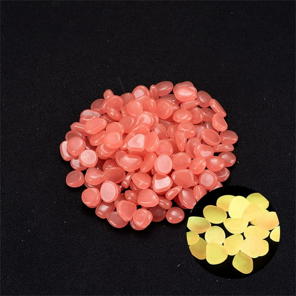 200 PCS Luminous Stones – Orange Glow Rocks Decorations DIY Decorative Pebbles for Aquarium Fish Tank Sidewalk Garden Path Patio Terrace Lawn Yard Ornaments Orange Cobbles Decor