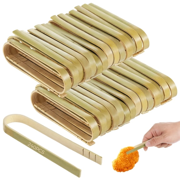 200 PCS Mini Wooden Tongs, 4 in Small Natural Wood Tongs with Non-Slip Ends, Disposable Compact Serving Tongs for Toast, Bread, Snacks, Tea, Appetizers, Home Restaurant Party Use