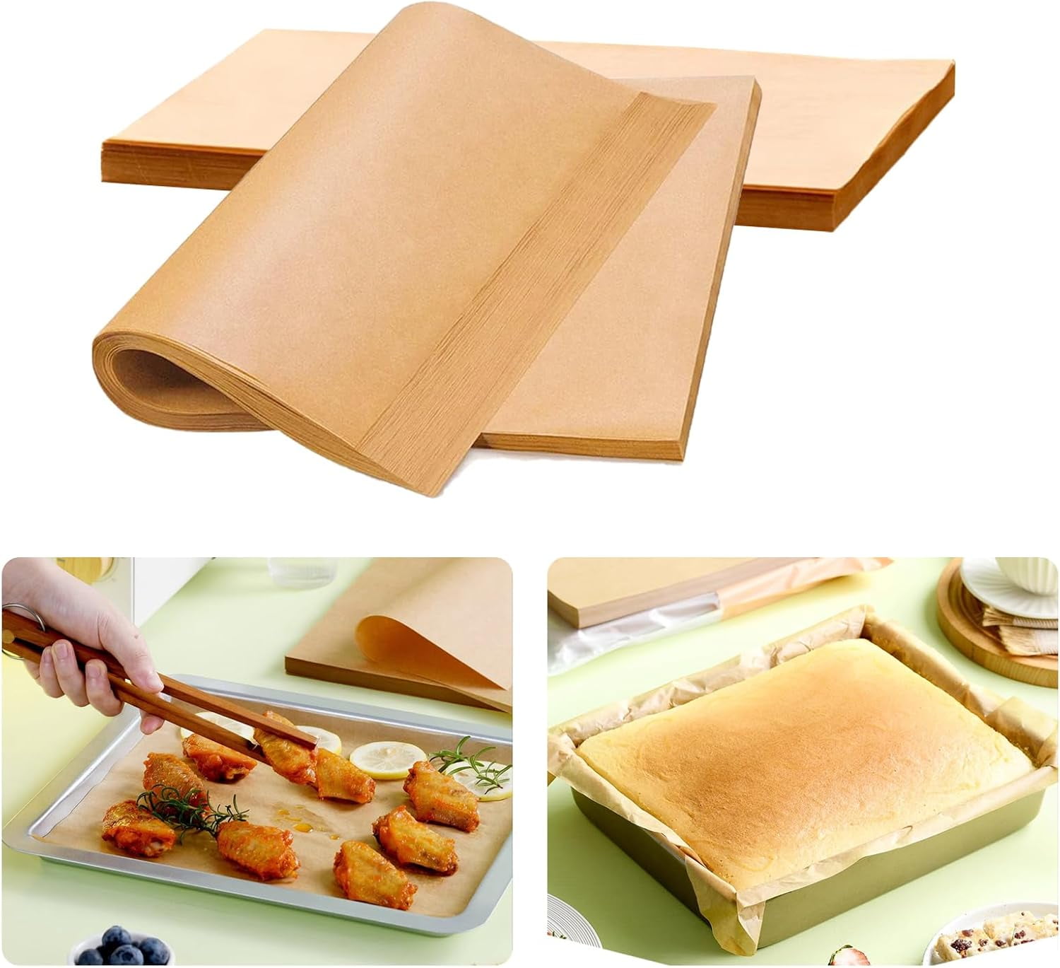 200 PCS Parchment Paper Baking Sheets 12 x 16 Inch Precut Non-Stick Parchment Sheets Unbleached Baking Paper for Baking Bread Cooking Cake Grilling Air Fryer Steaming Home Kitchen