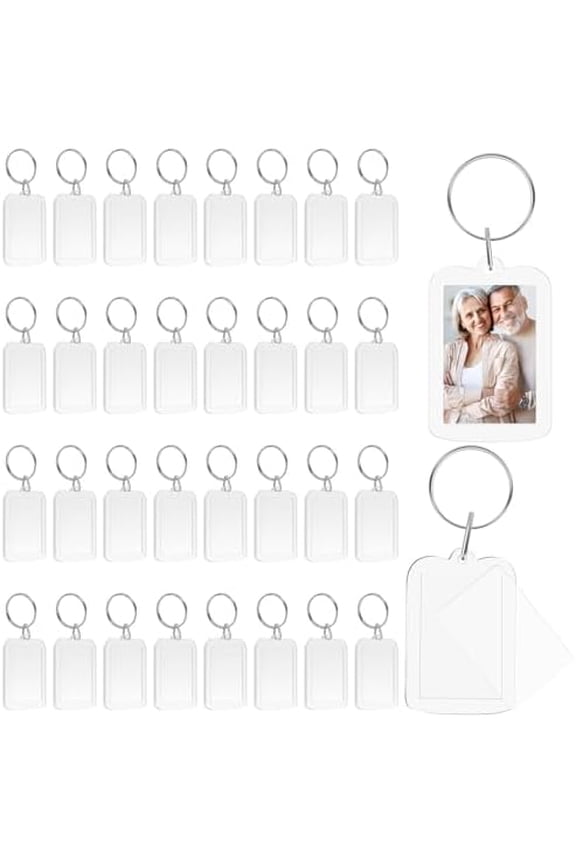 200 PCS Photo Keychain, Rectangle Acrylic Keychain Blanks, Double-Side Photo Insert Keyrings, Portable Keychain Picture Holder, Personalized Photo Picture Frame Keychain for DIY Favor