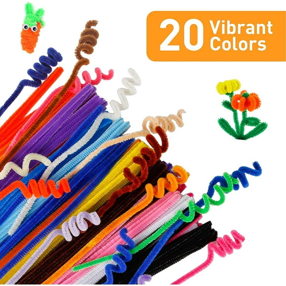 200 PCS Pipe Cleaner Craft Supplies Multi-Color Chenille Stems for Art and Craft Projects Creative DIY Decorations (12inch x 6mm)