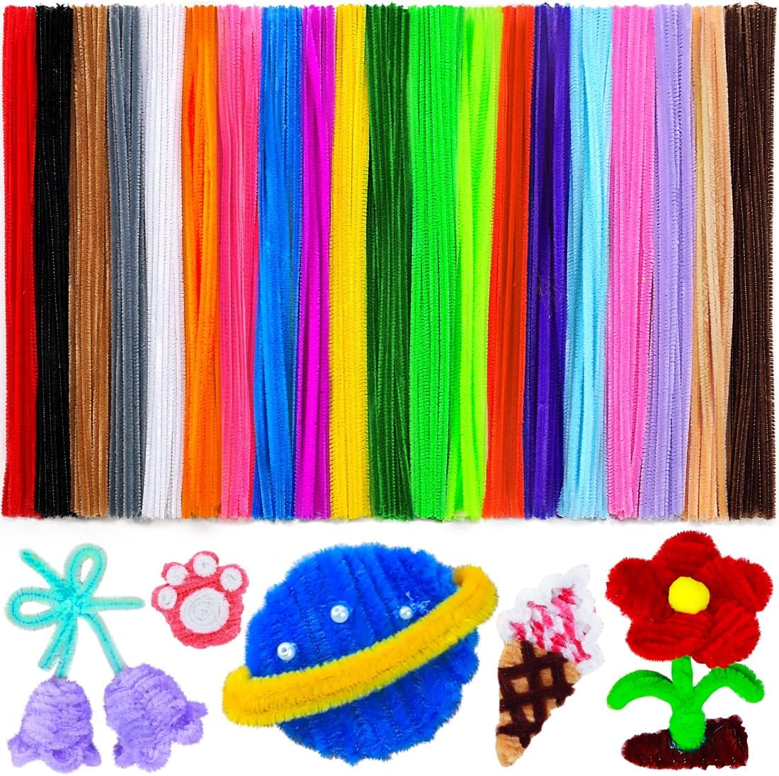 IOOLEEM 200pcs 20colors, pipe cleaners, chenille stems, pipe cleaners for  crafts, pipe cleaner crafts, art and