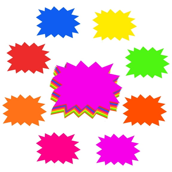 200 PCS Starburst Sign Star 8 Bright Color Burst Attractive Fluorescent Neon Sign Great for Store Sale Retail Home Garage Sale Tag