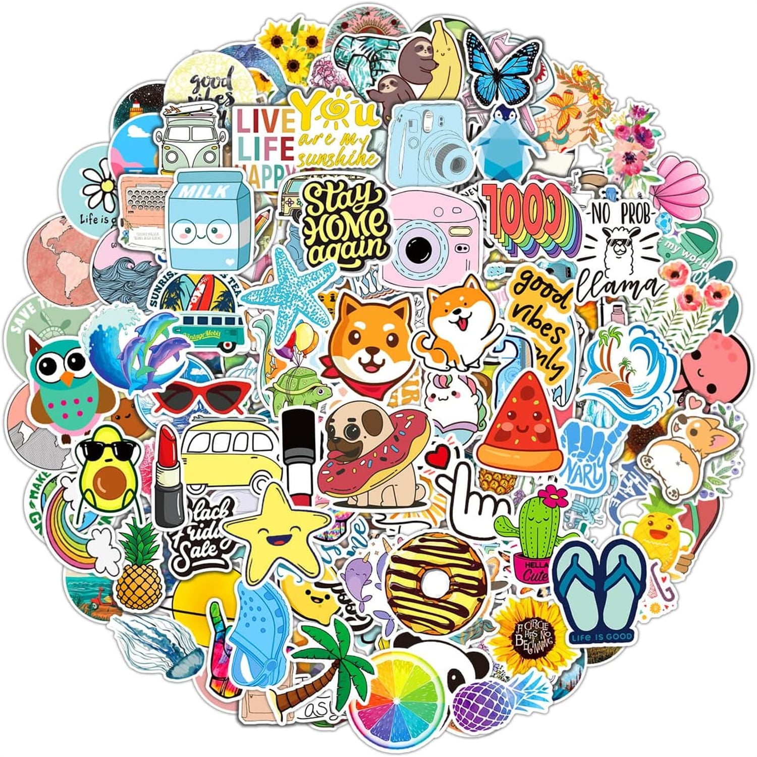 200 PCS Water Bottle Stickers for Kids Teens, Cute Vinyl Waterproof Laptop Skateboard Stickers, Aesthetic Car Decals Computer Hydroflask Stickers for Adults Teens Kids Girls (200 pcs)