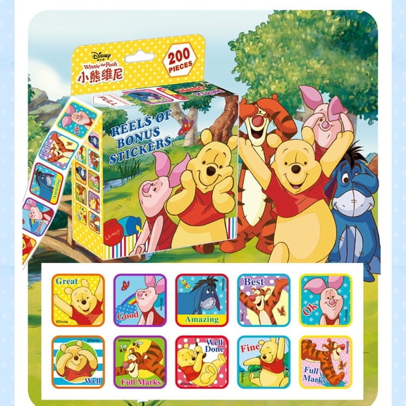 200 PCS Winnie Pooh Stickers Teachers Reward Stickers for Classroom 8 Patterns Style Incentive Stickers Behavior Chart Stickers (1" Each)