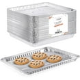 thumbnail image 1 of (200 Pack) 1/4 Size Cookie Sheet Baking Cake Pans l 12.8” x 8.9” Disposable Aluminum Foil Trays l Premium Heavy Duty Nonstick Baking Sheets Reusable, 1 of 9