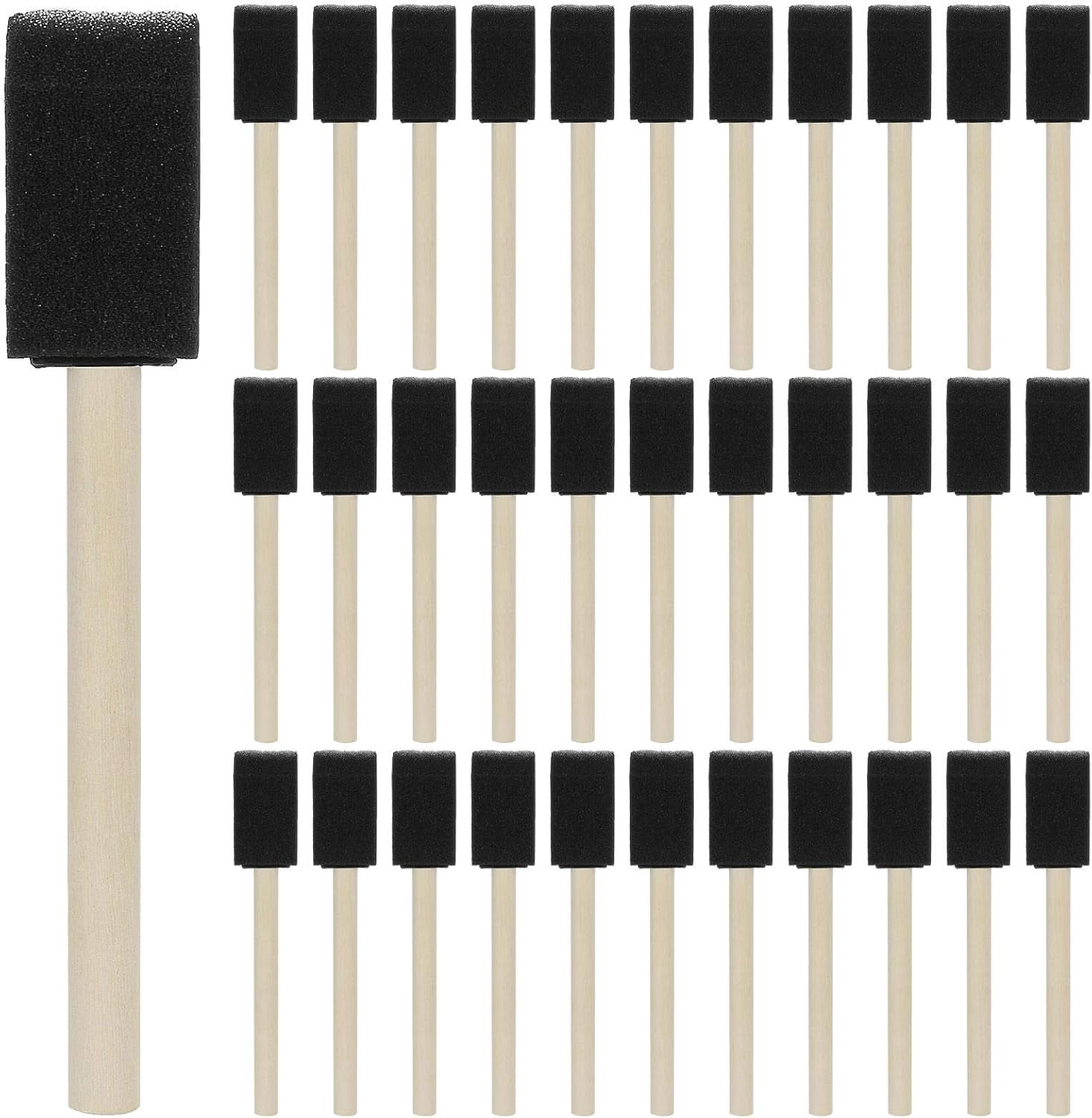 200 Pack 1 inch Foam Paint Brushes Bulk Sponge Paint Brush Foam Brush Set Wood Handle Sponge Brushes for Painting, Staini, Varnishes, Polyurethanes and Chalks