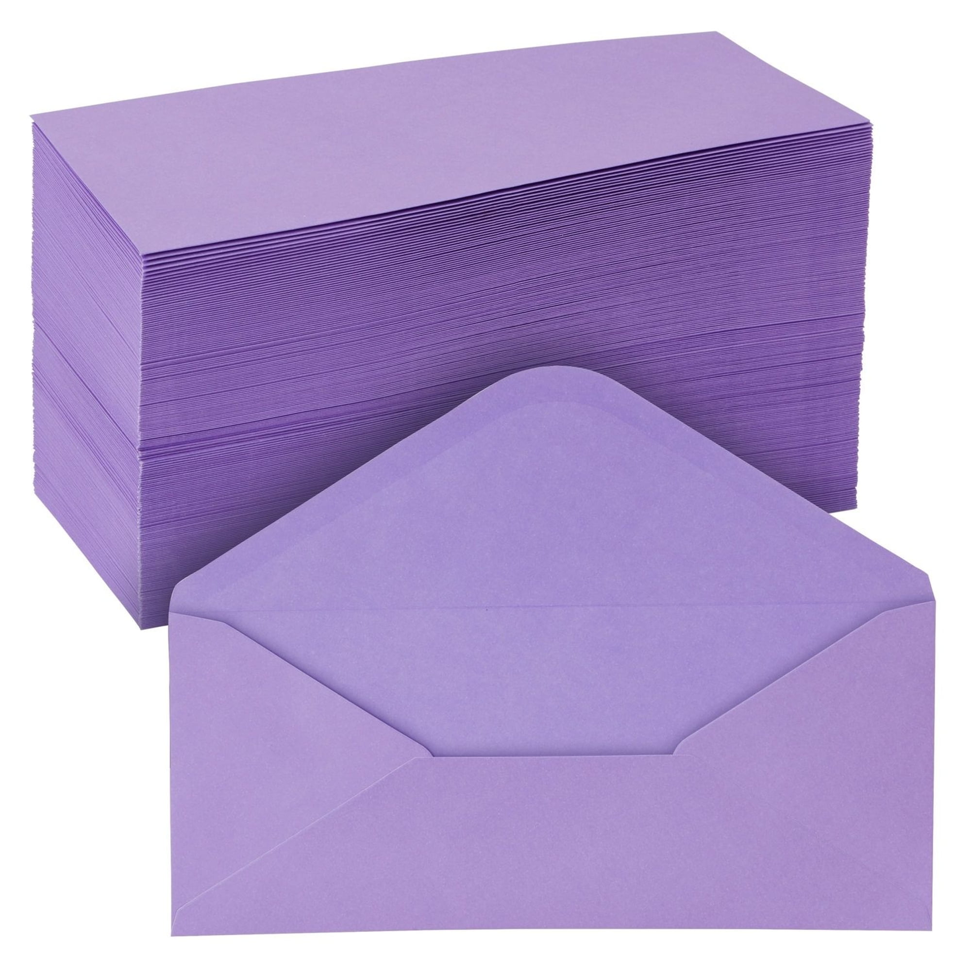 SUSTAINABLE GREETINGS 200 Pack #10 Purple Colored Envelopes Bulk - Gummed Seal Letter Size for Party Invitations, Business Mailing, Checks, Holidays, Greeting Cards, Thank You Notes (4.1in x 9.5in)