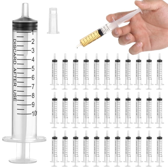 200 PCS Syringe with Tip Cap, 10 ml Plastic Measuring Syringe, Clear Small Syringe for Liquid Dispensing, Pet Feeding, Essential Oil Refilling, Ink Mixing, Lab Measurement, No Needle Included