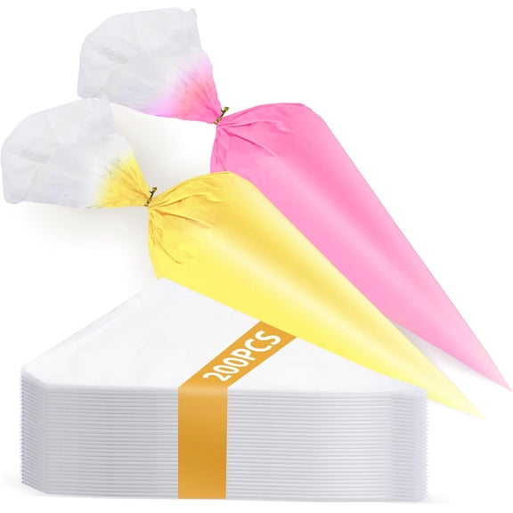 200-Pack 12 Inch Piping Bags, Disposable Icing Bag, Tipless Piping Bags for Royal Icing, Anti-Burst Pastry Bags for Cake, Pastry & Cookie Decorating