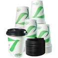 thumbnail image 1 of [200 Pack] 12 oz Compostable Paper Cups with Black Dome Lids - Biodegradable Disposable White Paper Coffee Cups PLA Lined - Eco-friendly Hot and Cold Drinking Cups, 1 of 8