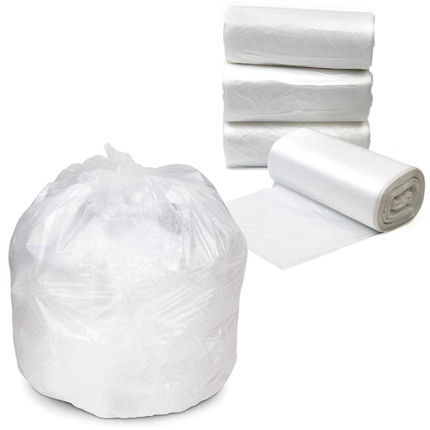 OKKEAI 4-5 Gallon Trash Bags Small Garbage Bags Bathroom Trash Can Bags150  Counts Wastebasket Liners for Office Kitchen,White,Fits 15-20 Liter Bins