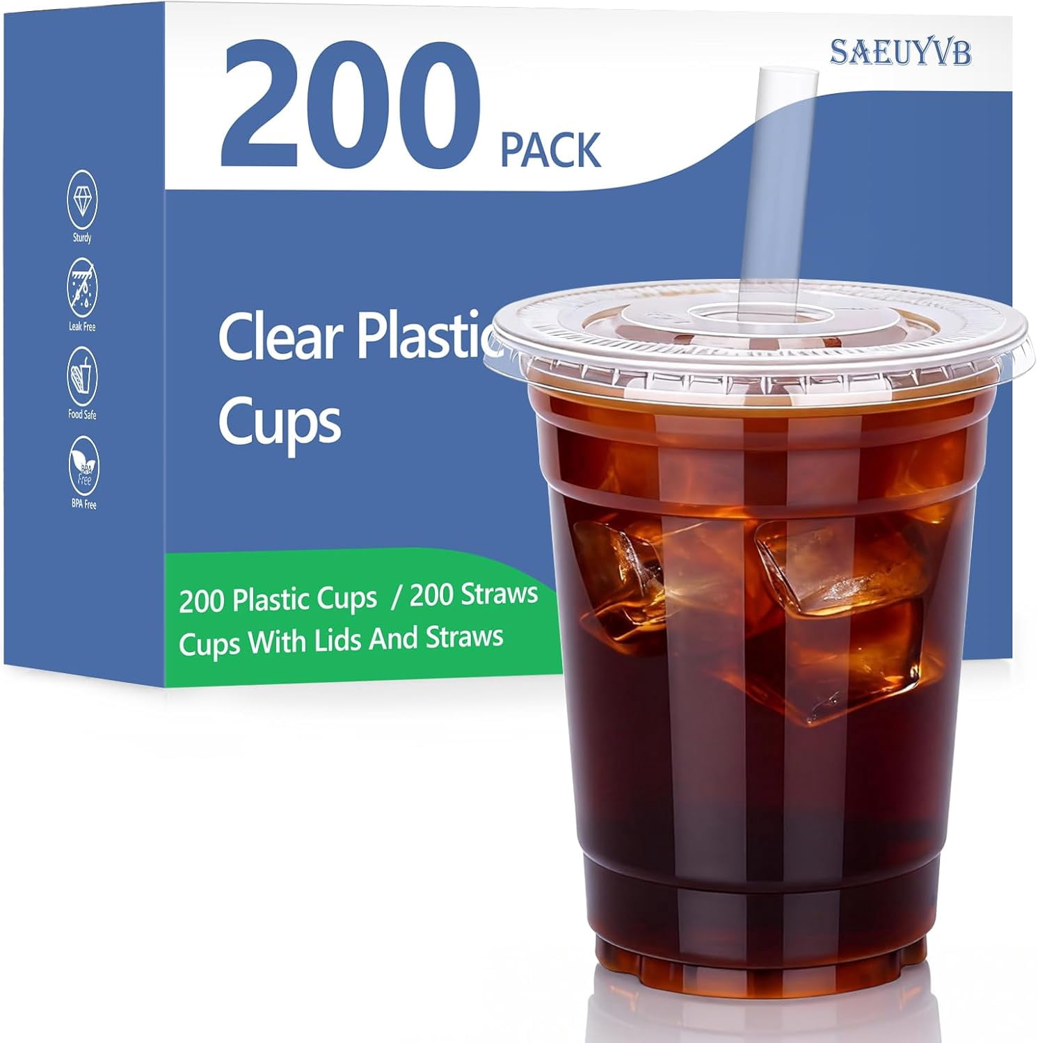 200 Pack - 16 oz Clear Plastic Cups with Lids and Straws,Disposable ...