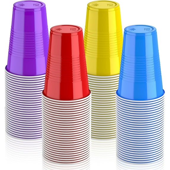 200 Pack 16 oz Disposable Plastic Cups, Assorted Color Plastic Party Cups for Parties, Events, Game and BBQ