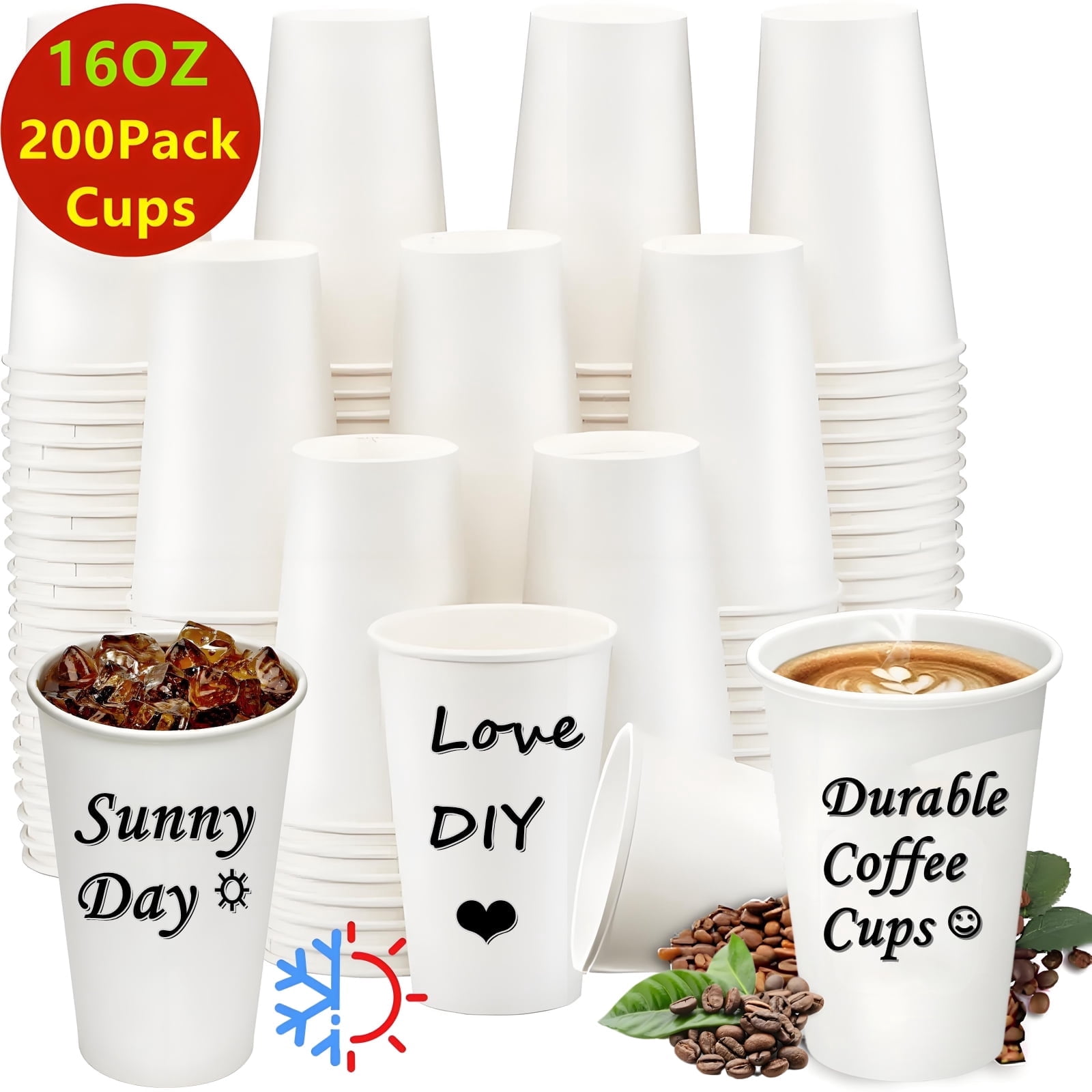 LONGOMA 200 Packs 16 oz Disposable Cups, Leak-Free Food Grade Safe ...