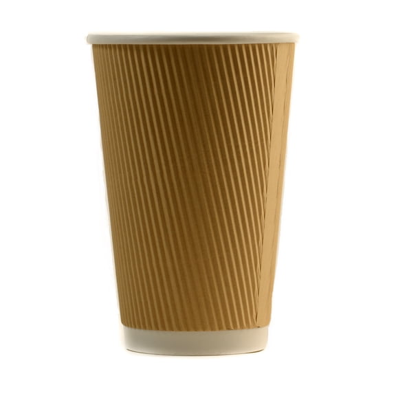 [200 Pack] 16oz Disposable RippIe Paper Hot Coffee Cups - Double Walled Insulated Disposable Hot Tea Cups - Bio Degradable, Eco Friendly, Hot Beverage, To Go, Wholesale, Large Coffee Cups