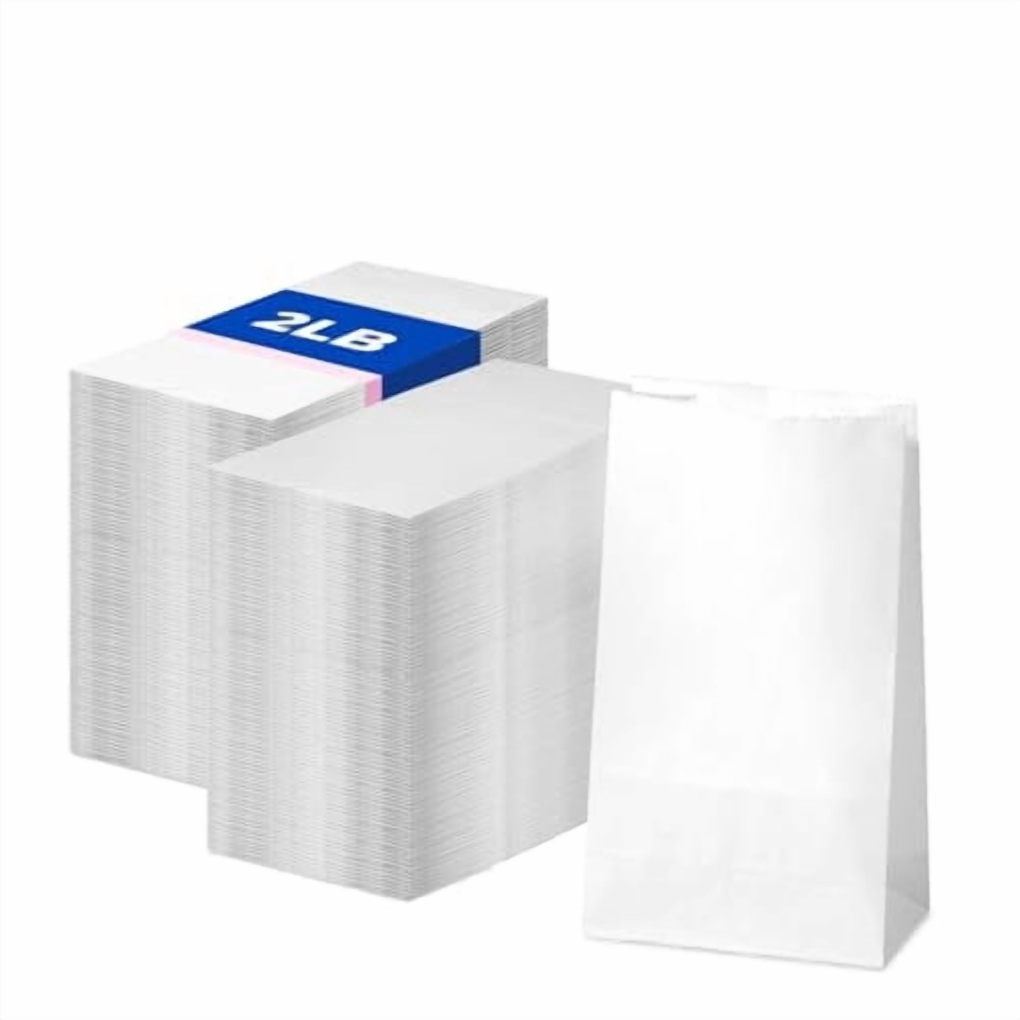 Fit Meal Prep 200 Pack 2 lb White Paper Lunch Bags, 7.88 x 4.13 x 2.5" Premium White Paper Bags Bulk for Small Business, Recyclable Snack Sacks, Durable Small Grocery Bag for Food Storage