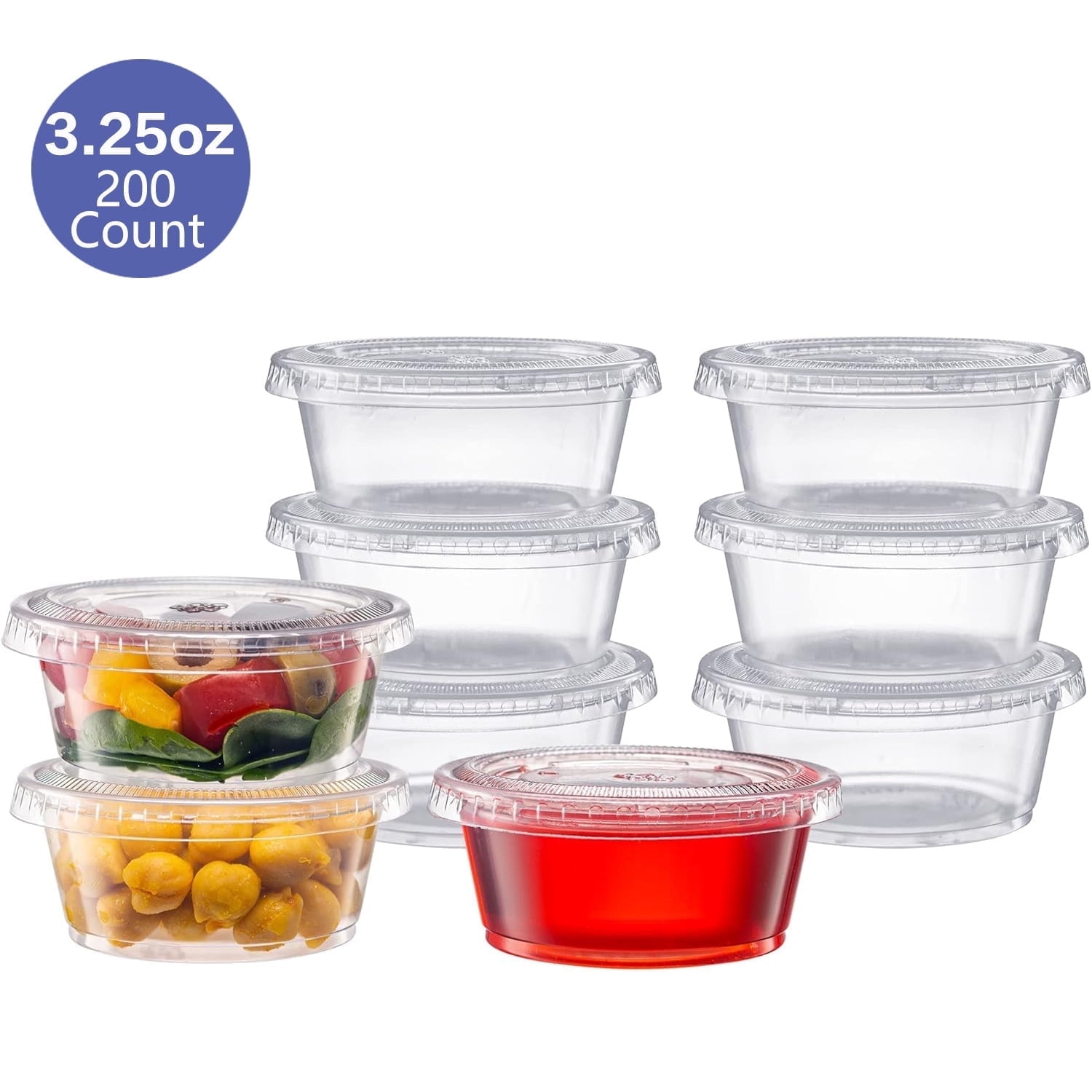 200 Pack 3.25 oz Sauce Cups with Lids – Leak-Proof Disposable Condiment ...