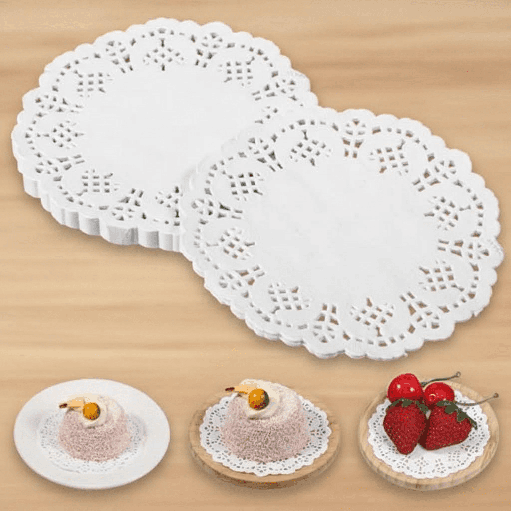 200-Pack 3.5 Inch White Round Paper Doilies, Lace-Edge Disposable ...