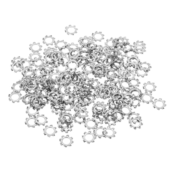 200 Pack 304 Stainless Steel External Tooth Lock Washers, M4 Star Locking Washers for Screw Bolt Mechanical Equipment Fasteners, Silver