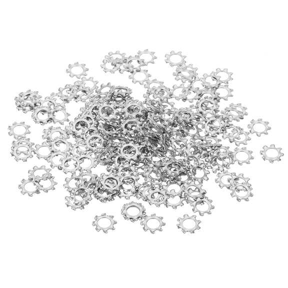 200 Pack 304 Stainless Steel External Tooth Lock Washers, M5 Star Locking Washers for Screw Bolt Mechanical Equipment Fasteners, Silver